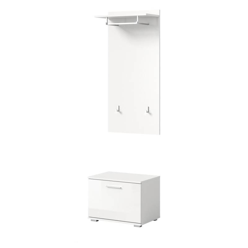 Inn.Furn Garderoben-Set 2-teilig Weiß Hochglanz 55 cm mit Kleiderhaken Grazie Inn.Furn Garderoben-Set 2-teilig Weiß Hochglanz 55 cm mit Kleiderhaken Grazie von Inn.Furn