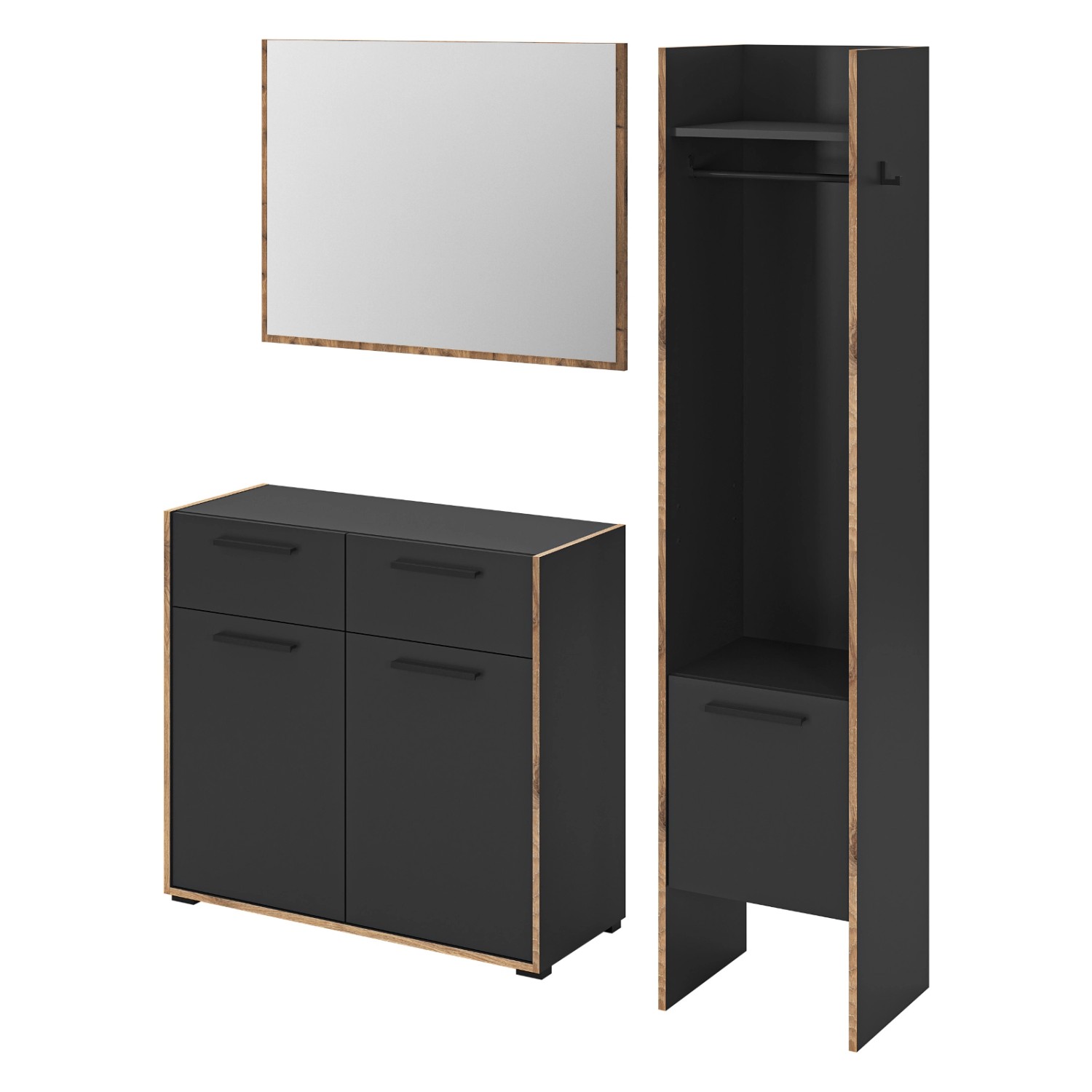 Inn.Furn Garderoben-Set 3-teilig Salud in Grau und Nox Eiche 152 x 189 cm Salud Inn.Furn Garderoben-Set 3-teilig Salud in Grau und Nox Eiche 152 x 189 cm Salud von Inn.Furn