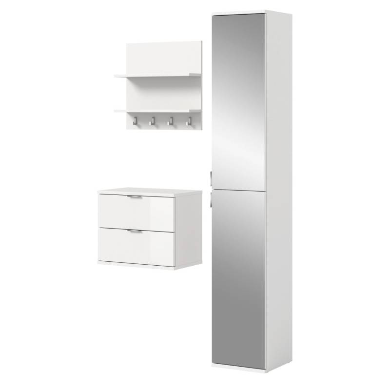 Inn.Furn Garderoben-Set 3-teilig in Weiß Hochglanz 97 cm SystemX von Inn.Furn
