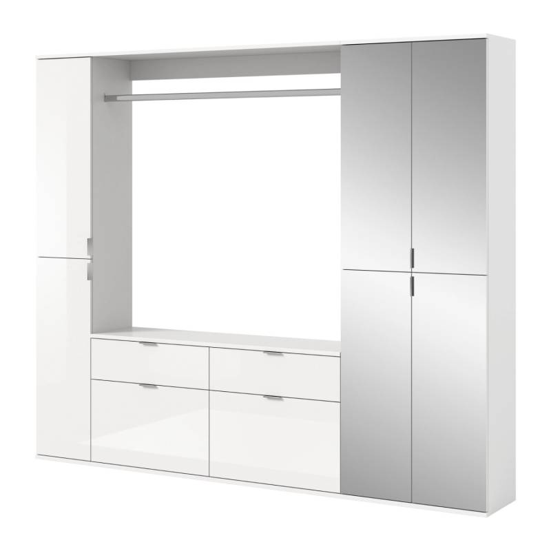 Inn.Furn Garderoben-Set 4-teilig Weiß Hochglanz 212 cm mit Spiegel SystemX Inn.Furn Garderoben-Set 4-teilig Weiß Hochglanz 212 cm mit Spiegel SystemX von Inn.Furn