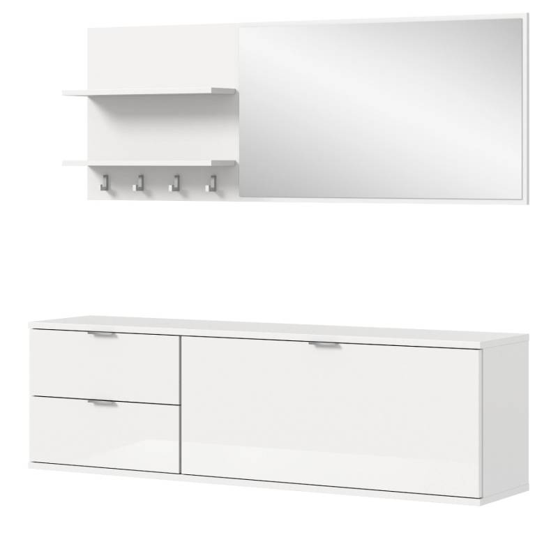 Inn.Furn Garderoben-Set 4-teilig in Weiß Hochglanz 144 cm SystemX von Inn.Furn