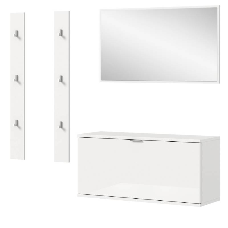 Inn.Furn Garderoben-Set 4-teilig in Weiß Hochglanz 147 cm SystemX von Inn.Furn