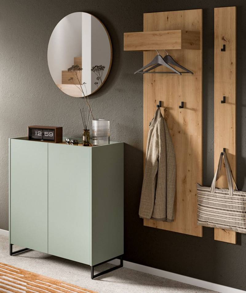 Inn.Furn Garderoben-Set Borga, (Set, 4-St., in Salbei Grün mit Eiche Artisan, Breite ca. 185 cm), mit Soft-Close-Funktion von Inn.Furn