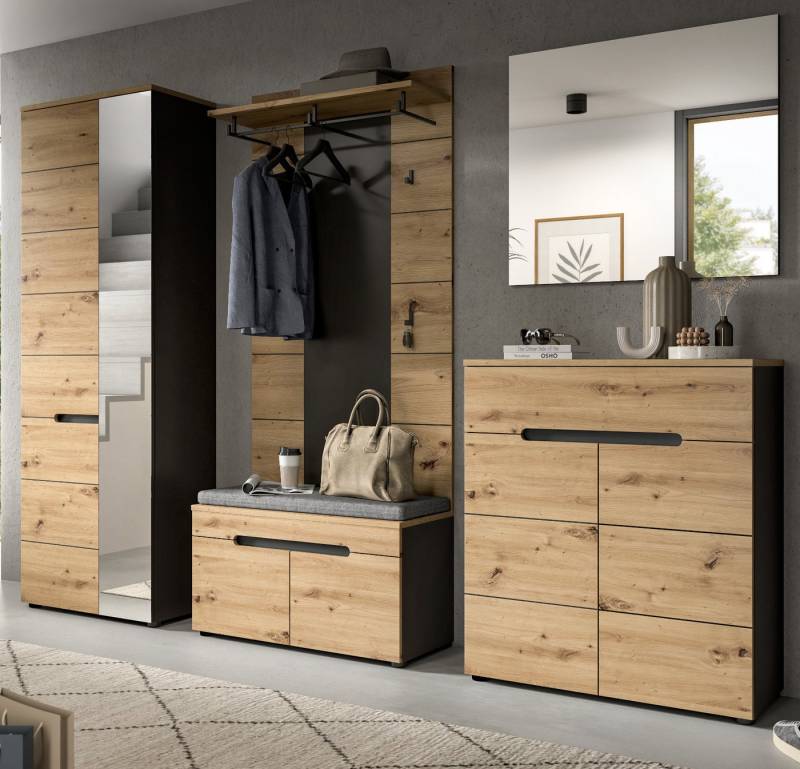 Inn.Furn Garderoben-Set Cooper, (in Artisan Eiche und Basalt grau, Komplett-Set 6-teilig), mit Soft-Close-Funktion von Inn.Furn