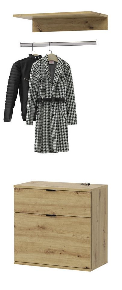 Inn.Furn Garderoben-Set Line-Up, (in Artisan Eiche, 61 cm), mit Kleiderstange von Inn.Furn