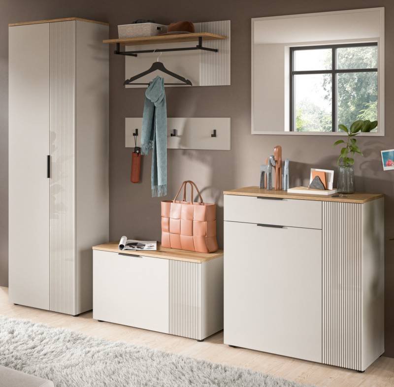 Inn.Furn Garderoben-Set Skid, (Komplett-Set, in Kaschmir Sand mit Eiche), mit viel Stauraum von Inn.Furn