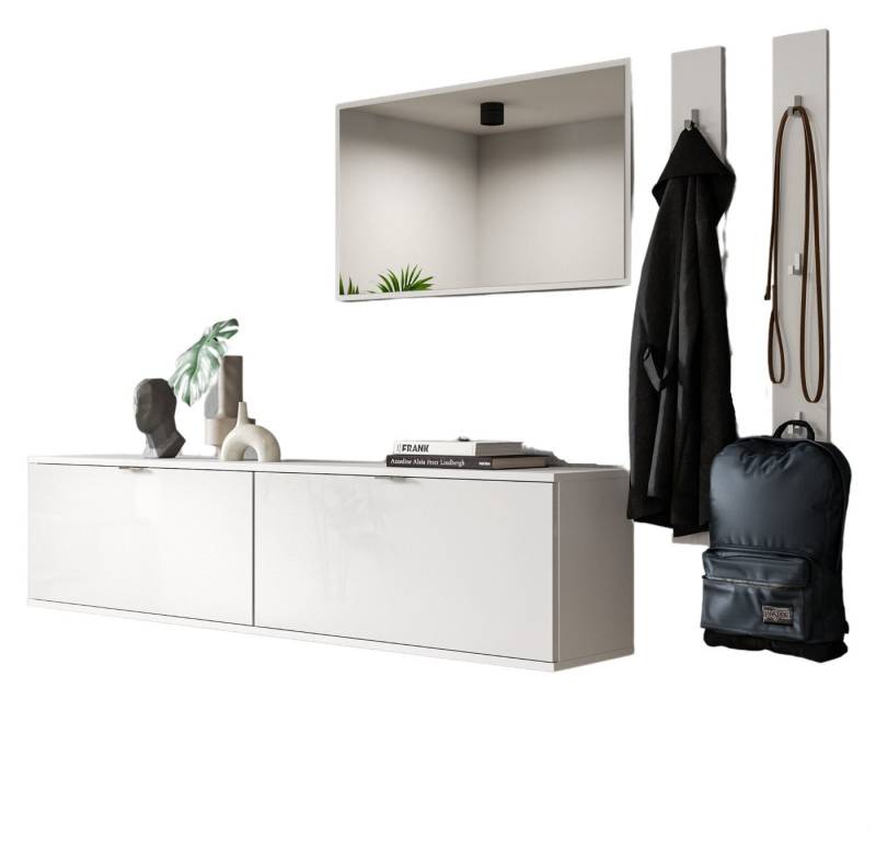 Inn.Furn Garderoben-Set SystemX, (in weiß Hochglanz, 5-St., Garderobenkombination 238 cm), hängend oder stehend von Inn.Furn