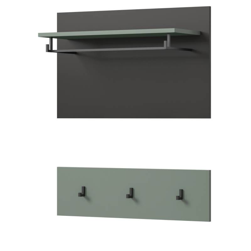 Inn.Furn Garderobenpaneel Set in Salbei und Grau 80 cm Cooper von Inn.Furn
