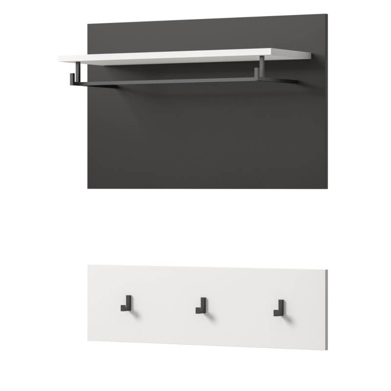 Inn.Furn Garderobenpaneel Set in Weiß und Grau 80 cm Cooper von Inn.Furn