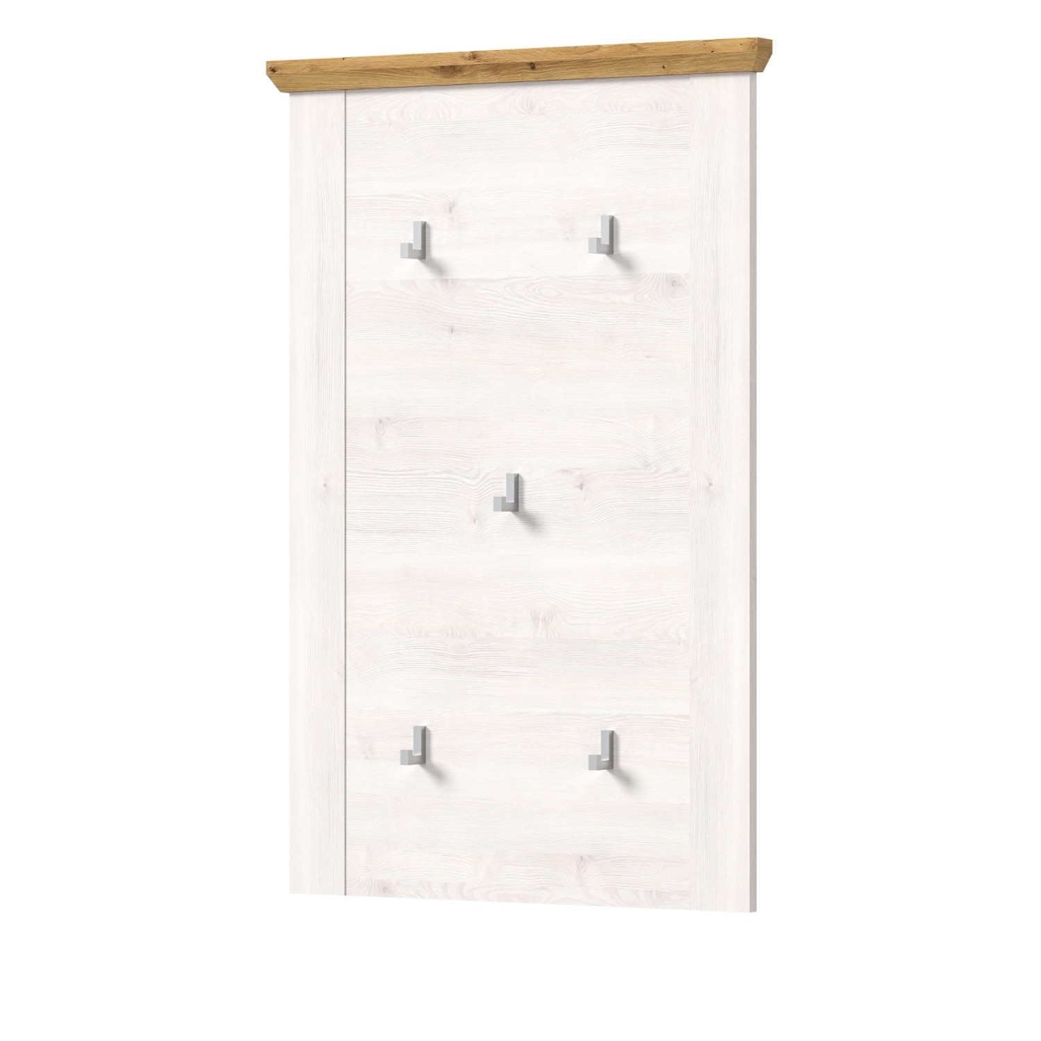 Inn.Furn Garderobenpaneel Weiß Lärche Landhaus 68 cm 5 Kleiderhaken Mirano von Inn.Furn