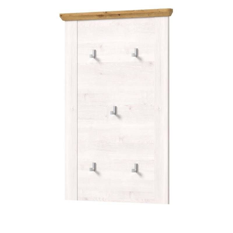 Inn.Furn Garderobenpaneel Weiß Lärche Landhaus 68 cm 5 Kleiderhaken Mirano von Inn.Furn