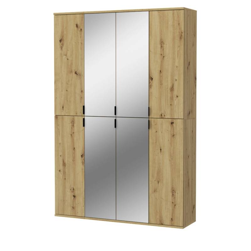 Inn.Furn Garderobenschrank Eiche Artisan 121 cm mit Spiegel Line-Up von Inn.Furn