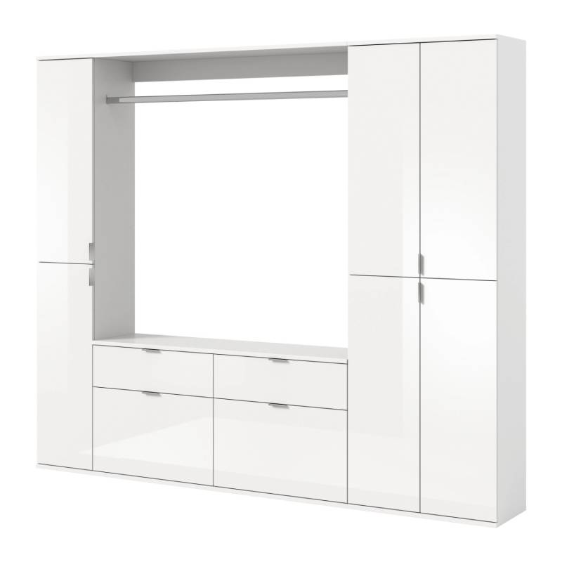 Inn.Furn Garderobenschrank Weiß Hochglanz 212 cm 21 Fächer SystemX von Inn.Furn