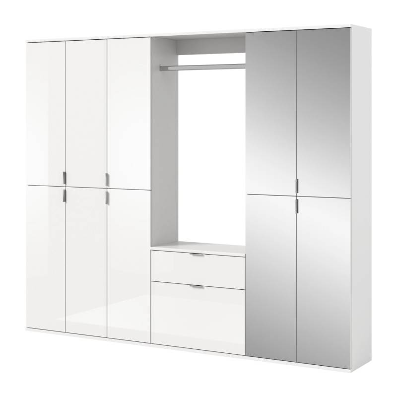 Inn.Furn Garderobenschrank Weiß Hochglanz 213 cm mit Spiegel SystemX von Inn.Furn