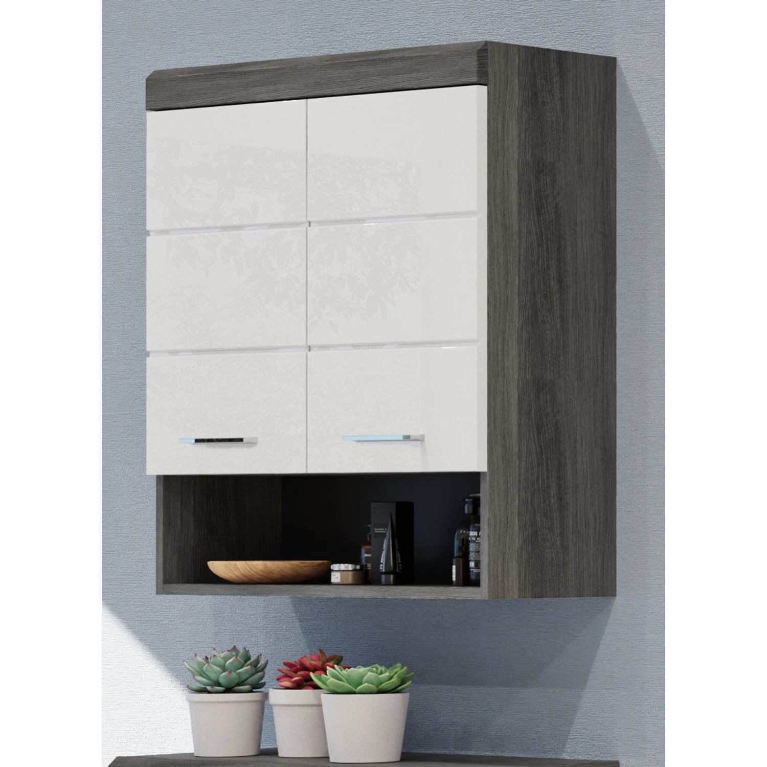 Inn.Furn Hängeschrank Weiß Hochglanz Grau 74 cm 2-türig Shawn Inn.Furn Hängeschrank Weiß Hochglanz Grau 74 cm 2-türig Shawn von Inn.Furn