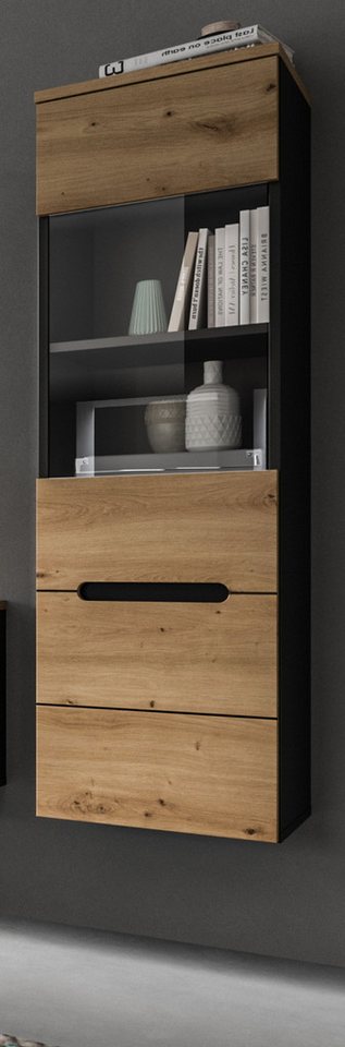 Inn.Furn Hängevitrine Cooper (Vitrine in Eiche Artisan und Grau, 36 x 125 cm) mit Soft-Close-Funktion von Inn.Furn