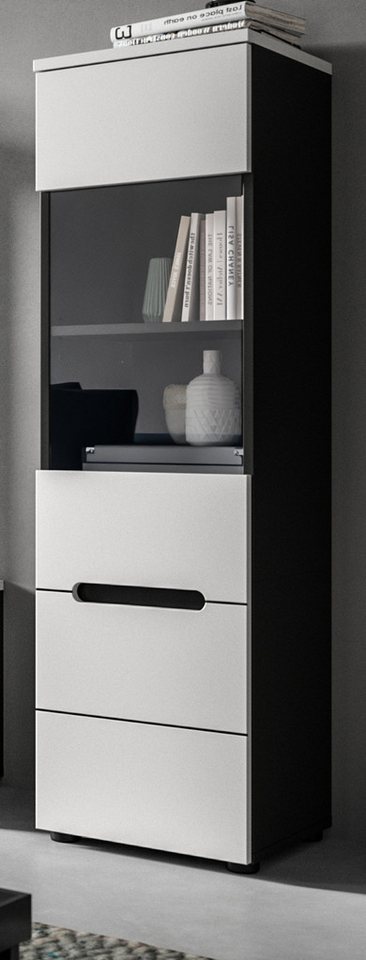 Inn.Furn Hängevitrine Cooper (Vitrine in Weiß und Grau, hängend / stehend, 36 x 125 cm) mit Soft-Close-Funktion von Inn.Furn