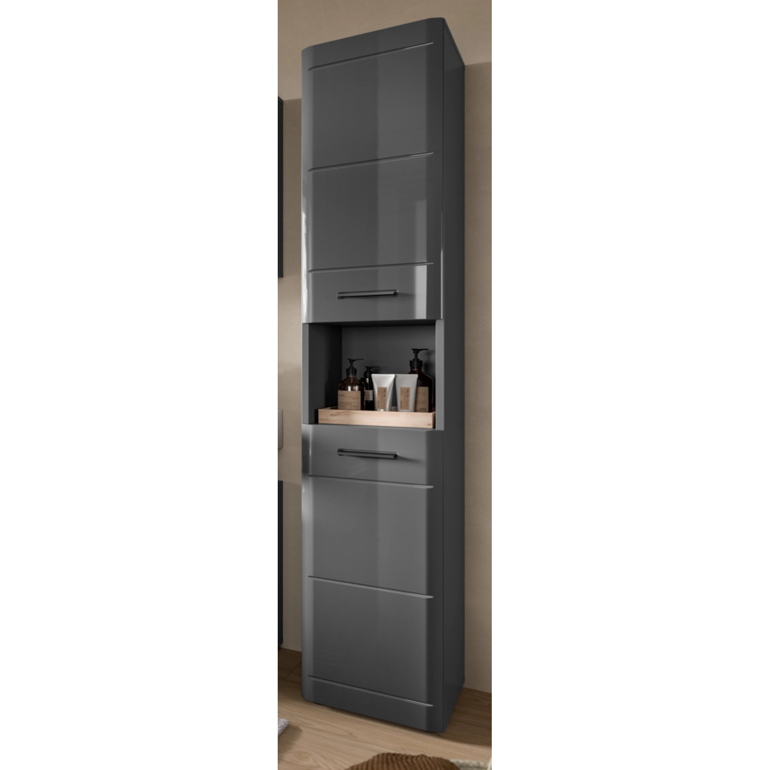 Inn.Furn Hochschrank Grau Hochglanz 30 cm mit Soft-Close Strong Inn.Furn Hochschrank Grau Hochglanz 30 cm mit Soft-Close Strong von Inn.Furn