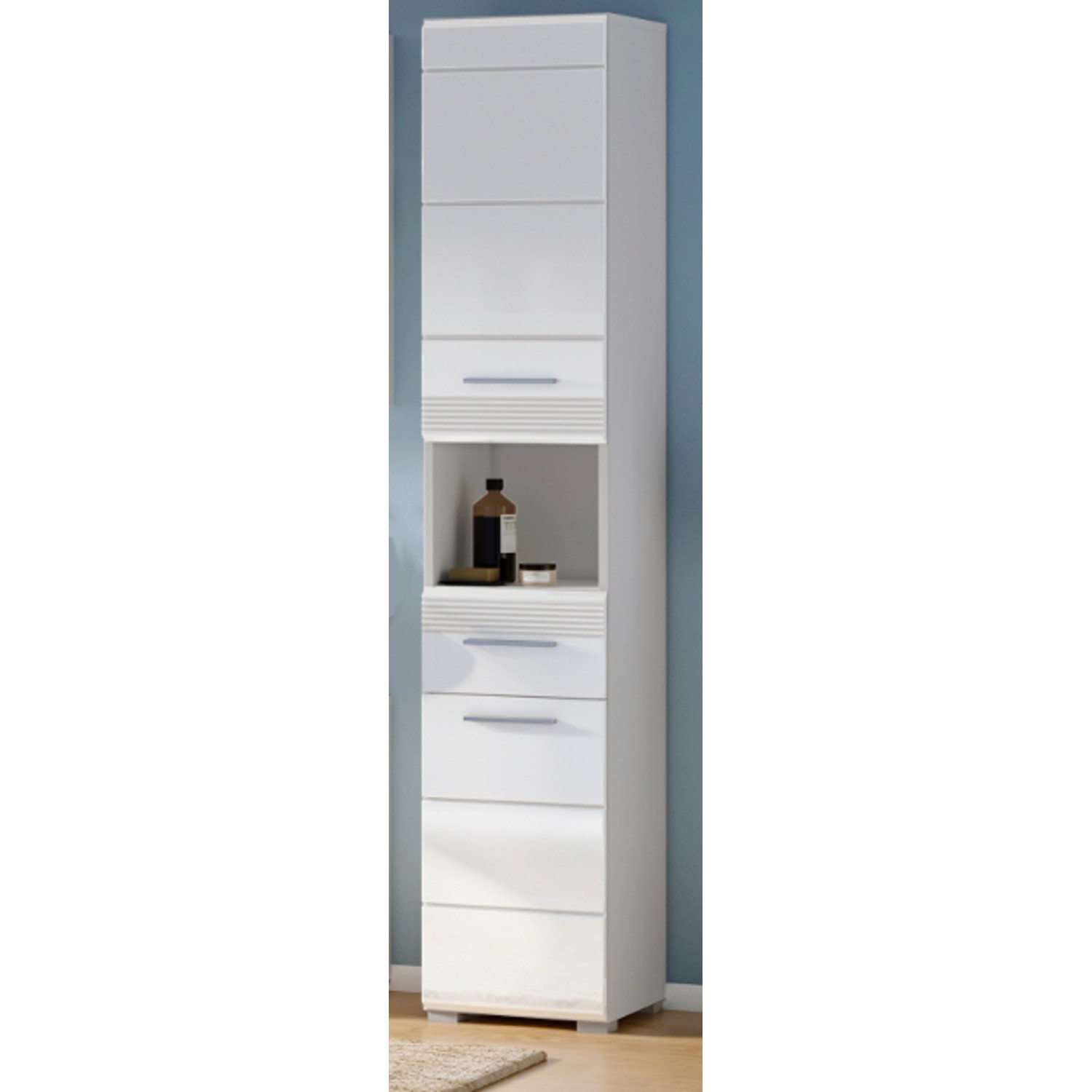 Inn.Furn Hochschrank Weiß Hochglanz 30 cm Badschrank mit Vollauszug Leon Inn.Furn Hochschrank Weiß Hochglanz 30 cm Badschrank mit Vollauszug Leon von Inn.Furn