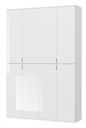 Inn.Furn Kleiderschrank Garderobenschrank weiß Hochglanz viel Stauraum viele Fächer 122 x 193 cm SystemX von Inn.Furn
