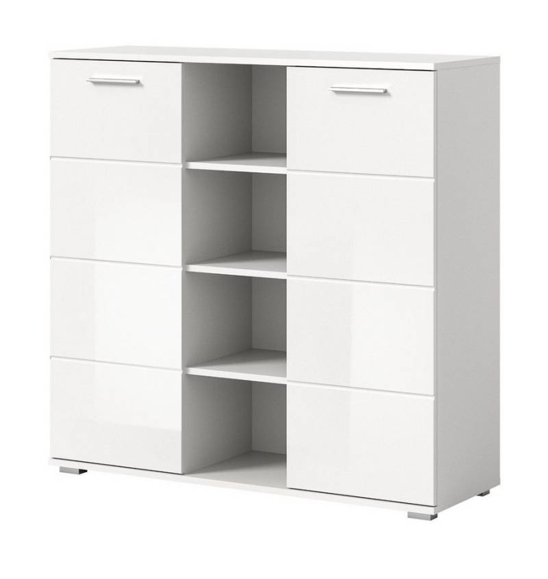 Inn.Furn Kommode Grazie (in weiß Hochglanz, 110 x 108 cm), variable Inneneinteilung von Inn.Furn
