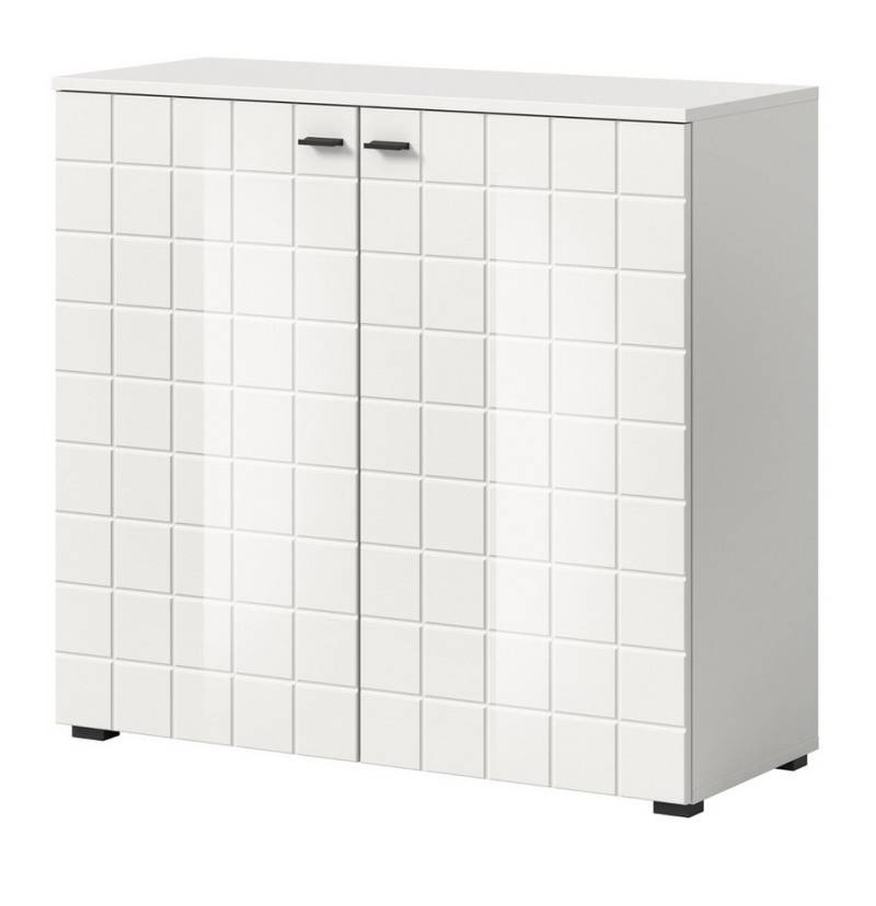 Inn.Furn Kommode Hakon (in weiß Hochglanz, 92 x 86 cm), mit Kacheloptik von Inn.Furn