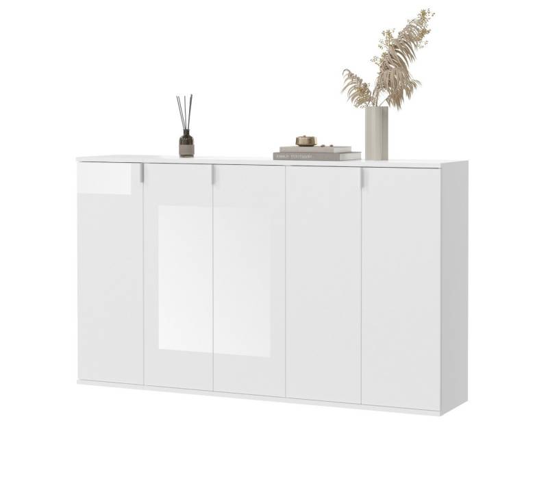 Inn.Furn Kommode SystemX (Sideboard in weiß Hochglanz, 152 x 99 cm), variable Inneneinteilung von Inn.Furn