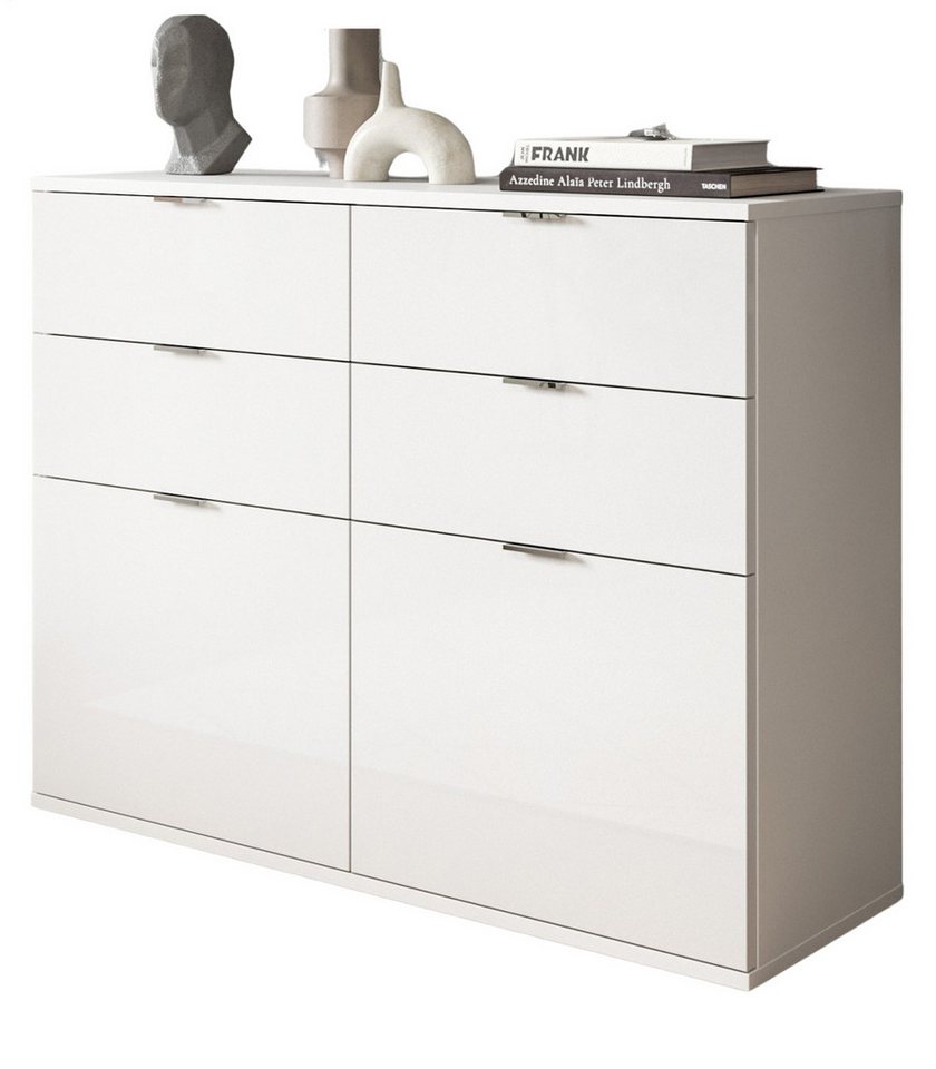 Inn.Furn Kommode SystemX (in weiß Hochglanz, Mehrzweckschrank 110 x 85 cm), mit viel Stauraum von Inn.Furn