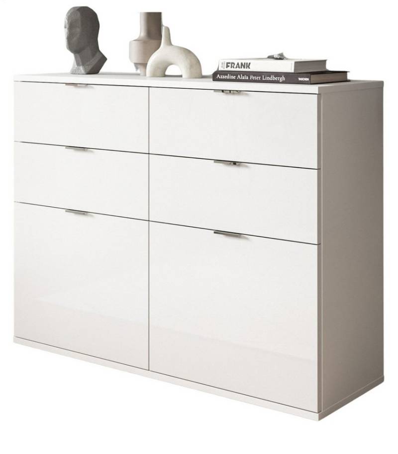 Inn.Furn Kommode SystemX (in weiß Hochglanz, Mehrzweckschrank 110 x 85 cm), mit viel Stauraum von Inn.Furn