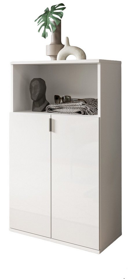 Inn.Furn Kommode SystemX (in weiß Hochglanz, Mehrzweckschrank 61 x 110 cm), mit 6 Fächern von Inn.Furn