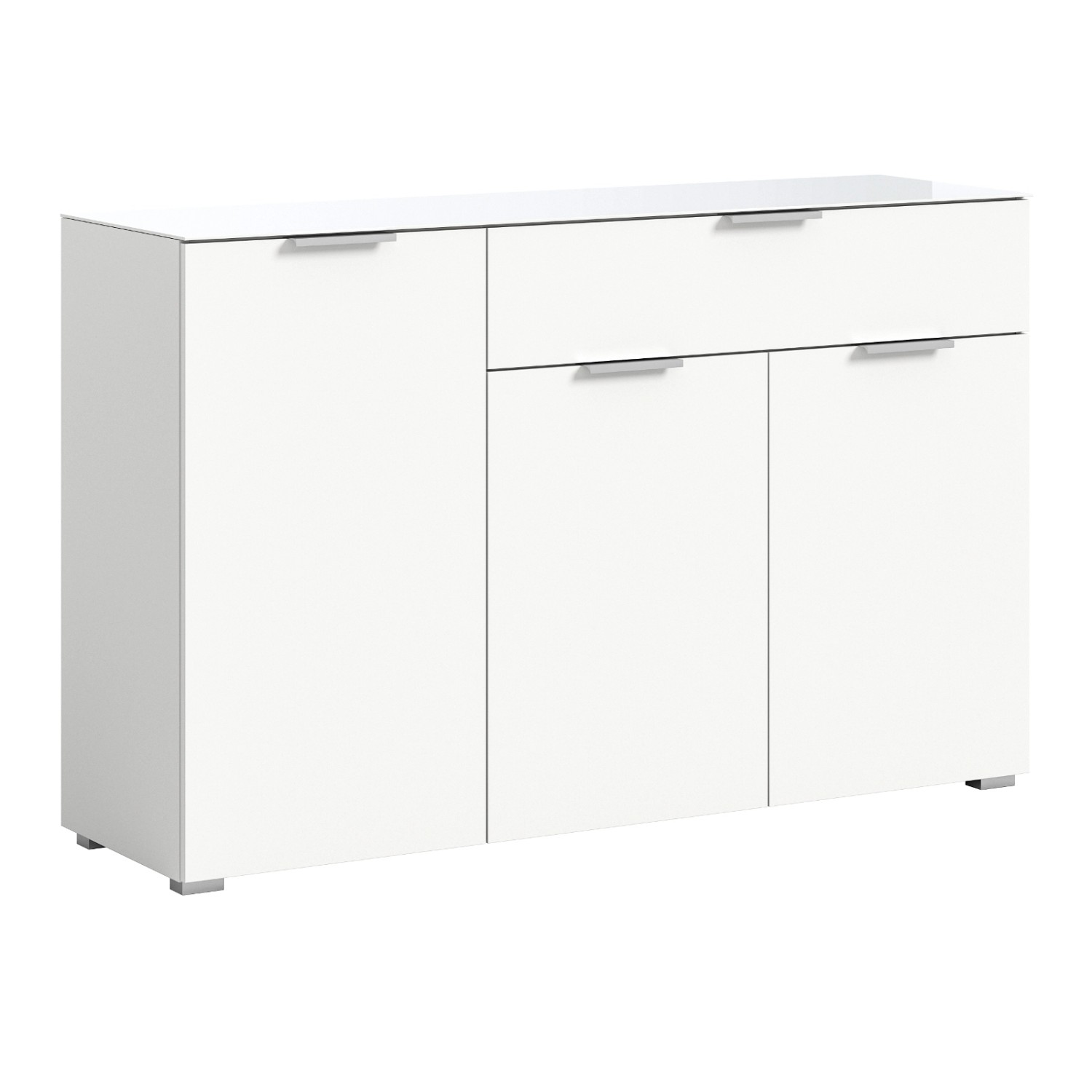 Inn.Furn Kommode Weiß 135 cm mit Glasauflage und Soft-Close Riano von Inn.Furn