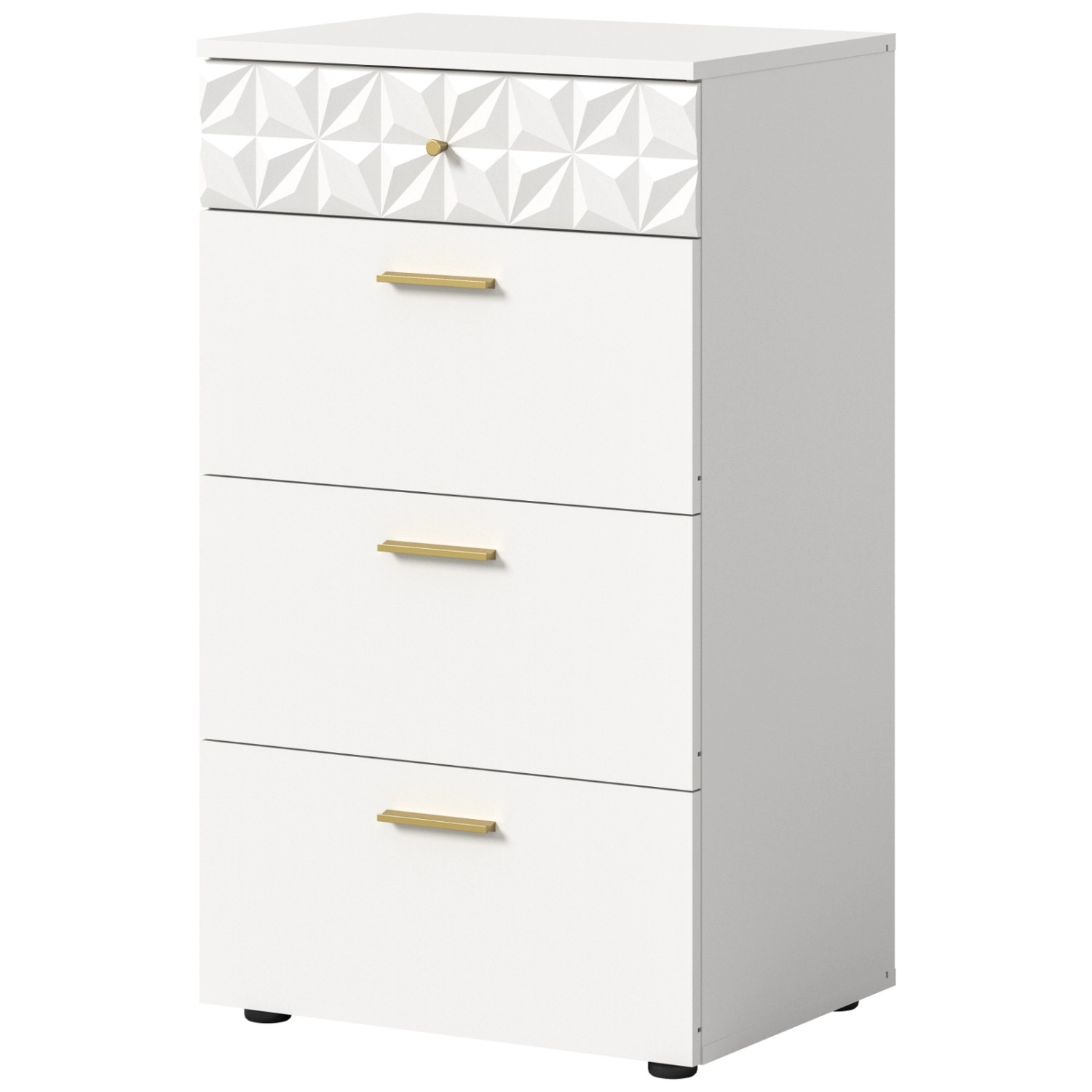 Inn.Furn Kommode Weiß Hochglanz 53 cm mit Schubladen Relief von Inn.Furn