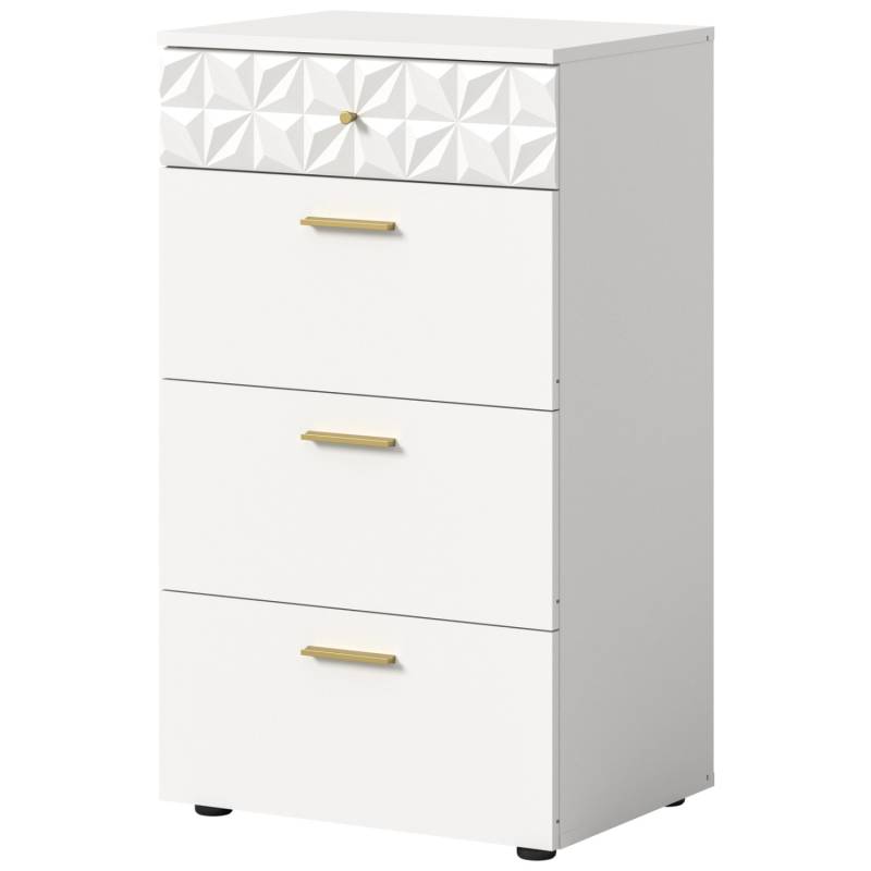 Inn.Furn Kommode Weiß Hochglanz 53 cm mit Schubladen Relief von Inn.Furn