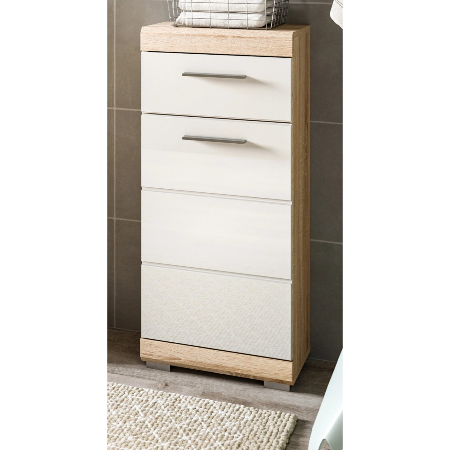 Inn.Furn Kommode Weiß Hochglanz Eiche 37 cm Badschrank Mambo Inn.Furn Kommode Weiß Hochglanz Eiche 37 cm Badschrank Mambo von Inn.Furn