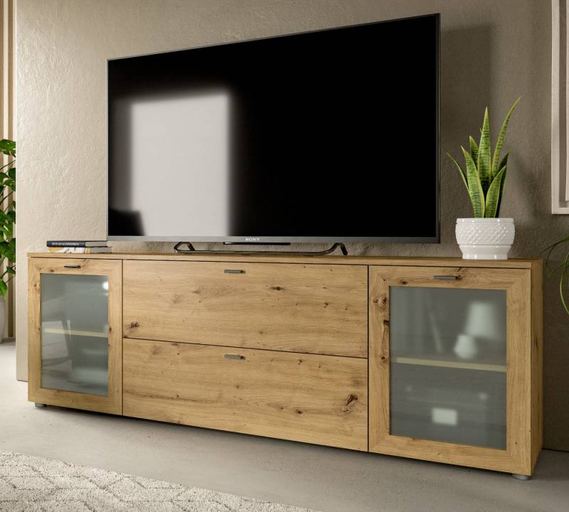 Inn.Furn Lowboard Dante (TV Unterschrank in Artisan Eiche Dekor, 180 x 62 cm), viel Stauraum und Komforthöhe von Inn.Furn