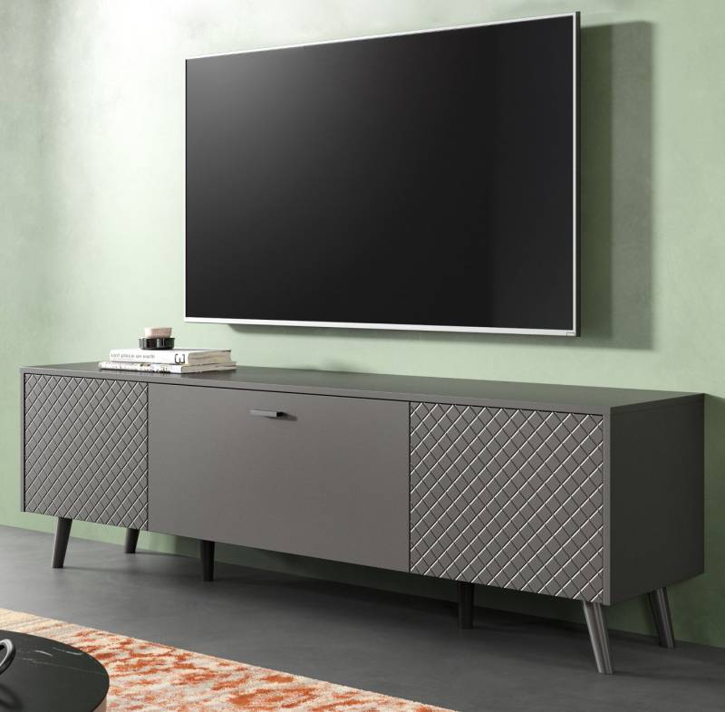 Inn.Furn Lowboard Madea (TV Unterschrank in grau, 185 x 55 cm), Soft-Close, mit Rautenfräsung von Inn.Furn