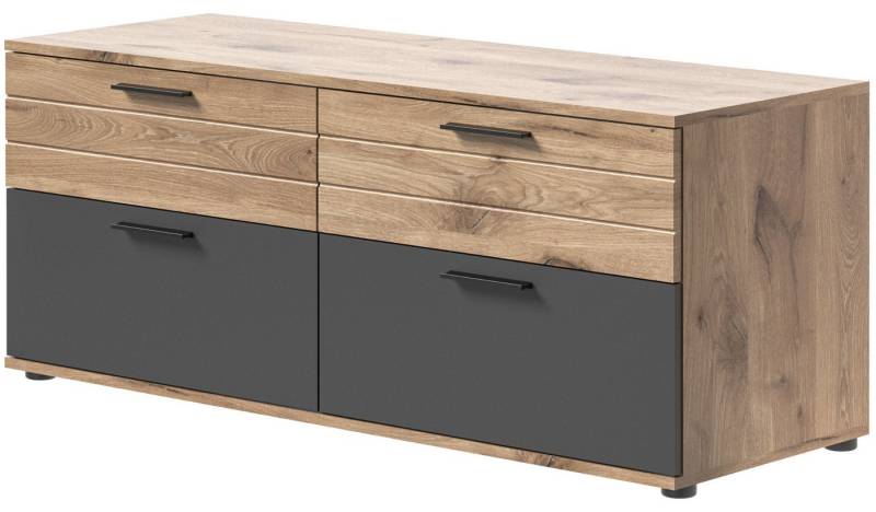 Inn.Furn Lowboard Tomaso (Fersehtisch in Eiche mit grau, 130 x 53 cm), mit Soft-Close Funktion von Inn.Furn