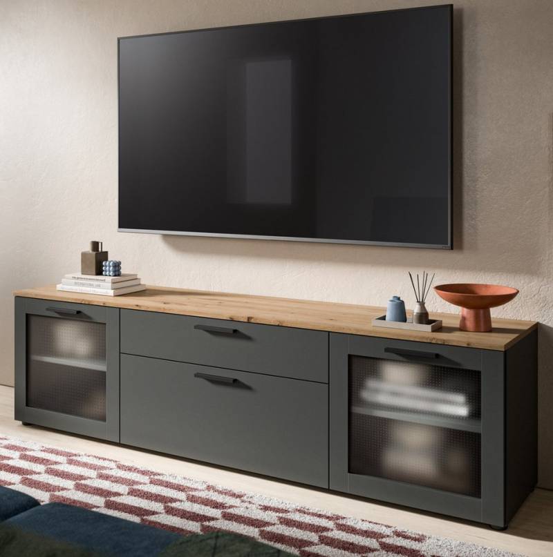 Inn.Furn Lowboard Vitus (TV Unterschrank in Basaltgrau mit Artisan Eiche, Breite 185 cm), mit Soft-Close-Funktion von Inn.Furn