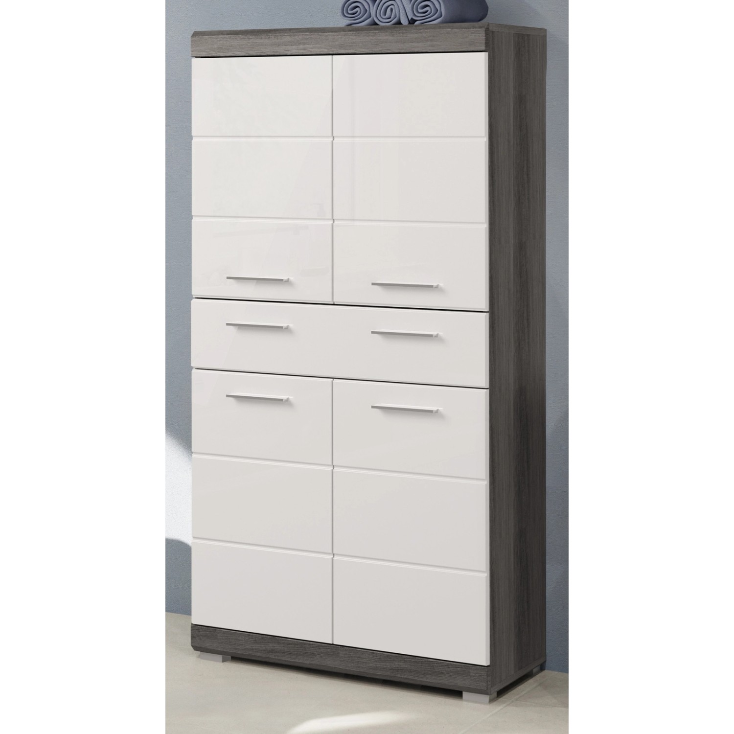 Inn.Furn Midischrank Weiß Hochglanz Grau 74 cm 4-türig Shawn Inn.Furn Midischrank Weiß Hochglanz Grau 74 cm 4-türig Shawn von Inn.Furn