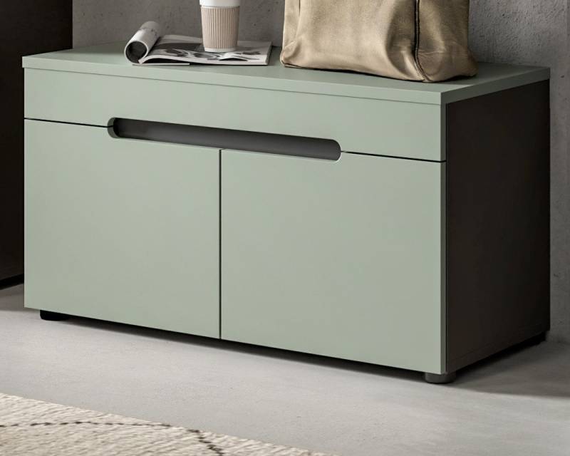 Inn.Furn Schuhbank Cooper (Garderobenbank in Salbei Grün und Basalt Grau, 80 x 45 cm), mit Soft-Close-Funktion von Inn.Furn
