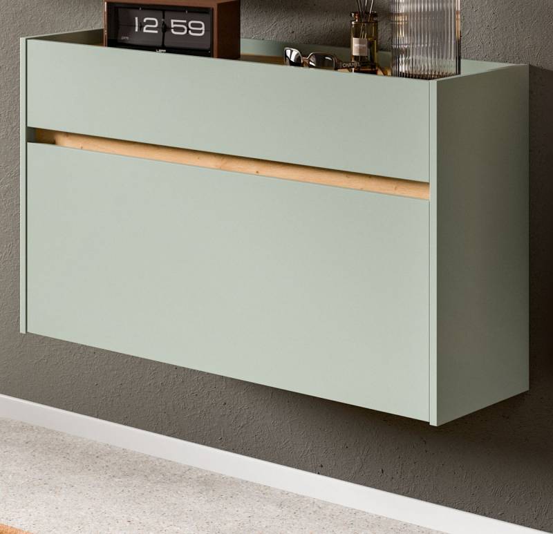 Inn.Furn Schuhkipper Borga (Flurkommode in Salbei Grün mit Eiche Artisan, Hängeschrank, 110 x 61 cm), als Hängeschrank, mit Schubkasten von Inn.Furn