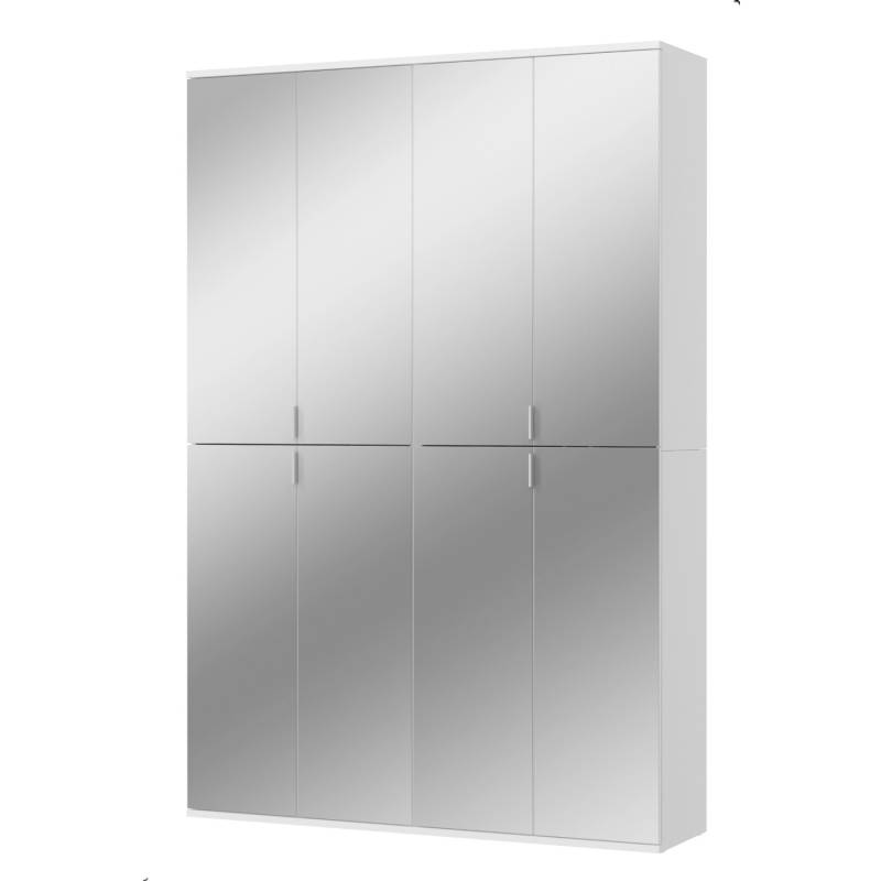 Inn.Furn Schuhschrank Weiß 122 cm mit 8 Spiegeltüren SystemX von Inn.Furn