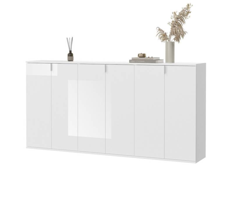 Inn.Furn Sideboard SystemX (Kommode in weiß Hochglanz, 183 x 99 cm), variable Inneneinteilung von Inn.Furn