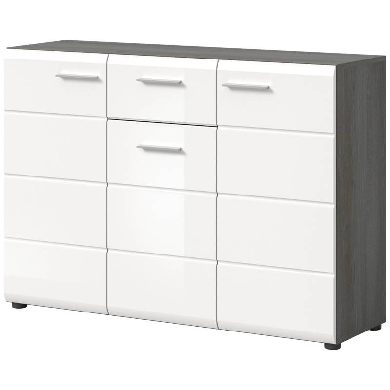 Inn.Furn Sideboard Weiß Hochglanz Grau 120 cm Viel Stauraum Rumba von Inn.Furn