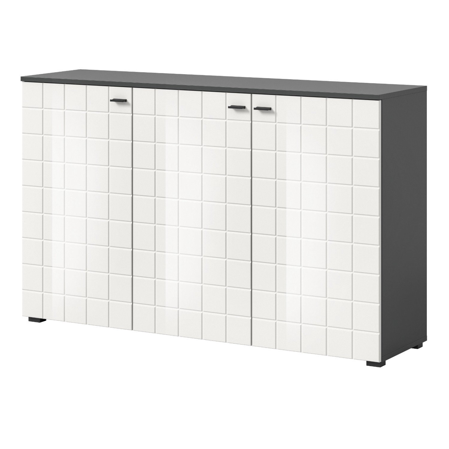 Inn.Furn Sideboard Weiß Hochglanz Grau 138 cm 3-türig Hakon von Inn.Furn