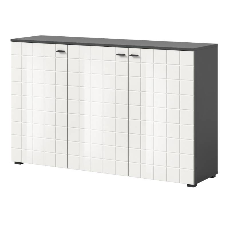 Inn.Furn Sideboard Weiß Hochglanz Grau 138 cm 3-türig Hakon von Inn.Furn