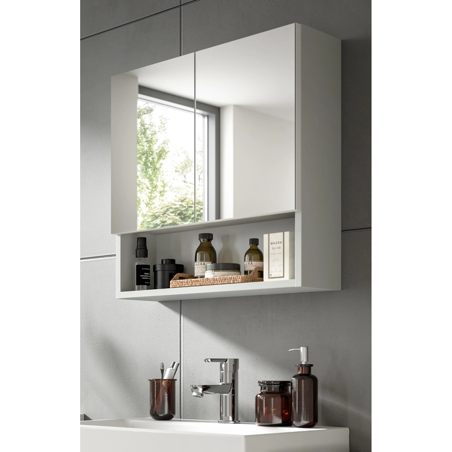 Inn.Furn Spiegelschrank Grau 55 cm 2-türig mit Soft-Close Carlo Inn.Furn Spiegelschrank Grau 55 cm 2-türig mit Soft-Close Carlo von Inn.Furn