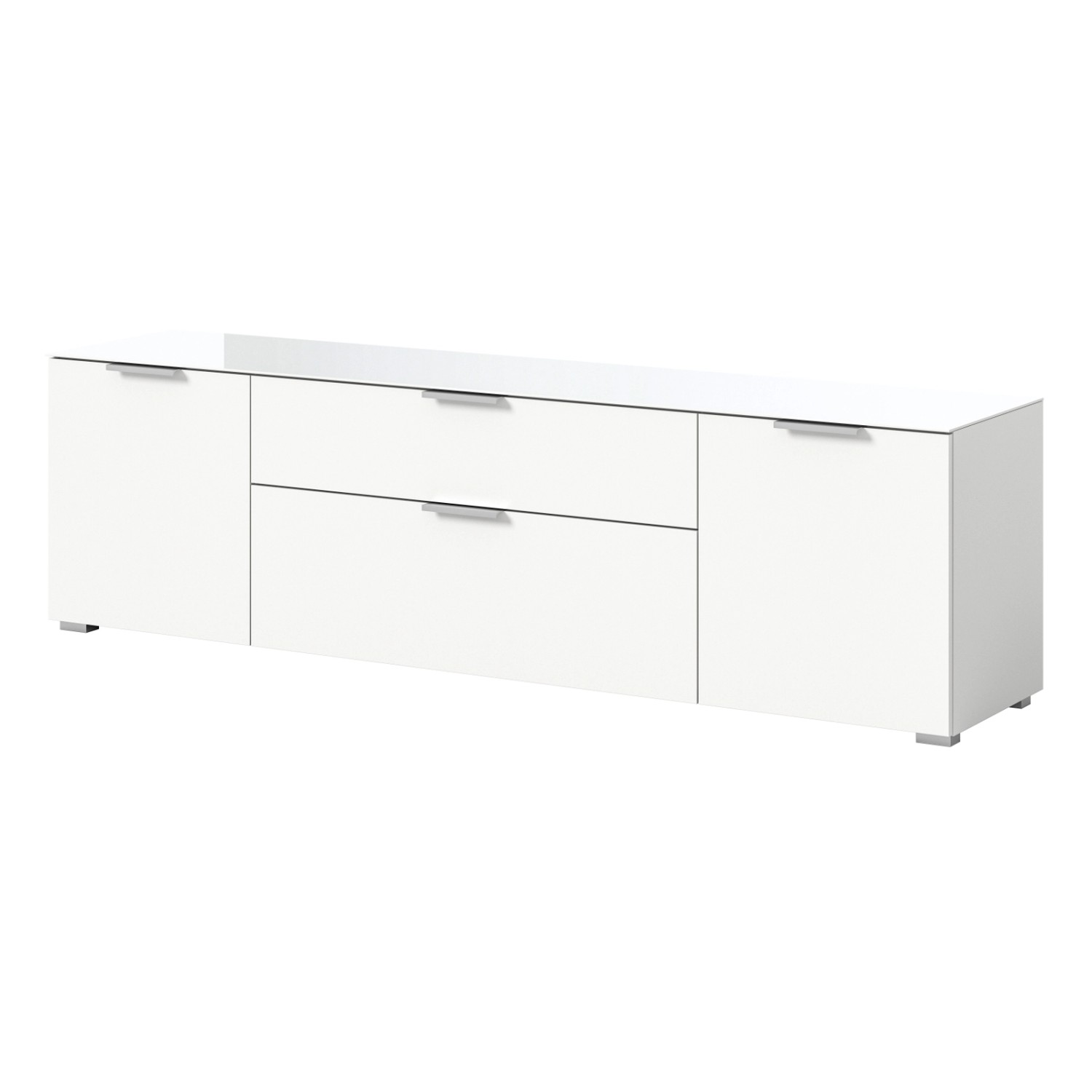 Inn.Furn TV-Lowboard Weiß 179 cm mit Glasauflage Soft-Close Riano von Inn.Furn