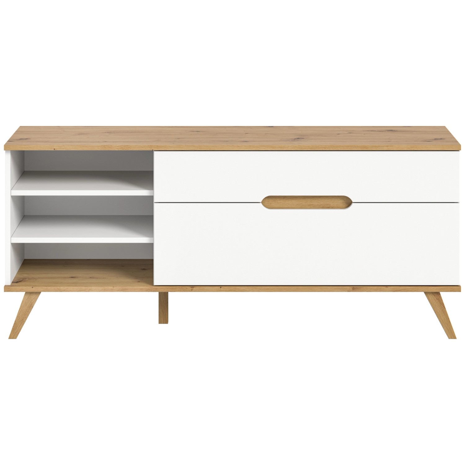 Inn.Furn TV-Lowboard Weiß Eiche 140 cm mit Soft-Close-Funktion Hygge von Inn.Furn