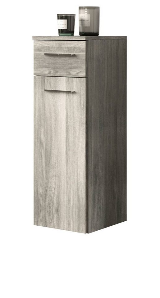 Inn.Furn Unterschrank Jacky (Bad Hängeschrank grau Rauchsilber, 30 x 85 cm) Türanschlag wechselbar von Inn.Furn